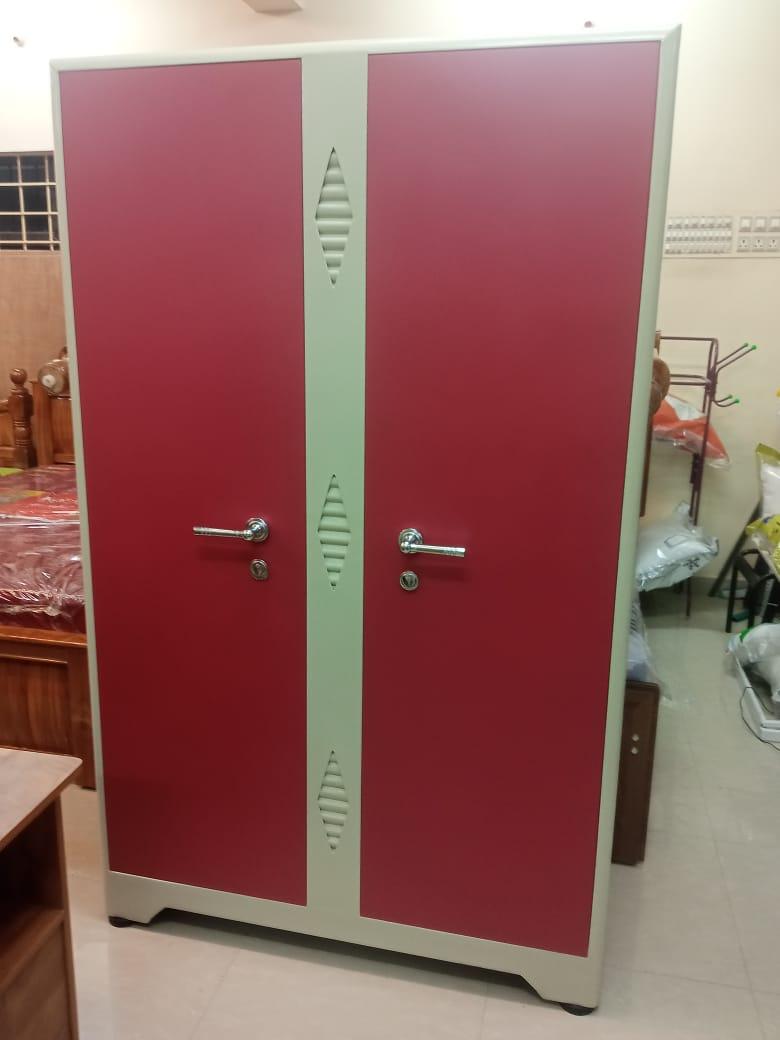 Steel almirah pink color view 2
